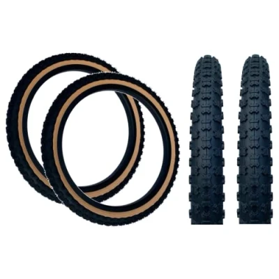 Image of PAIR Baldy&#039;s 16 x 1.75 BLACK With TAN WALL Kids BMX/Mountain Bike Tyres