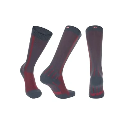 Image of DANISH ENDURANCE Graduated Compression Socks, 21 26mmHg, Flight Running, Women &amp; Men, Grey/Red, 9 12