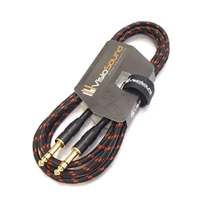 Image of VisioSound 6.35mm 1/4&quot; Stereo TRS Jack to Lead/Balanced Signal Audio Patch Cable (3m, Black/Red)