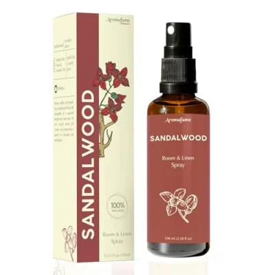 Image of Sandalwood Room, Linen &amp; Pillow Spray by Aromafume 100ml/3.38 fl oz with Pure Essential Oil Aromatherapy for Relaxation, Sleep Stress Relief Mist Bedding, Fabrics