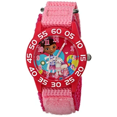 Image of Disney Kids&#039; W001685 Doc McStuffins, Plastic Case, Pink Nylon Strap, Analog Display, Watch