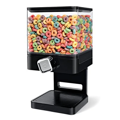 Image of Double/Single Cereal Dispenser Dry Food Container Machine/Storage holds 19 Ounces (Single Black)