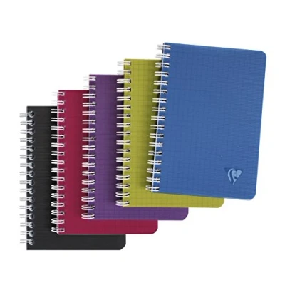 Image of Clairefontaine 329525C Collection Linicolor Intensive Lot de 10 Carnets à Spirale 9x14cm 100 Pages Petits Carreaux Papier Blanc 90g Couverture Polypro Transparent Couleurs Aléatoires