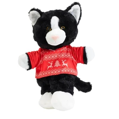 Image of the Puppet Company Save Children Black and White Cat In Christmas Jumper ECO Walking Hand