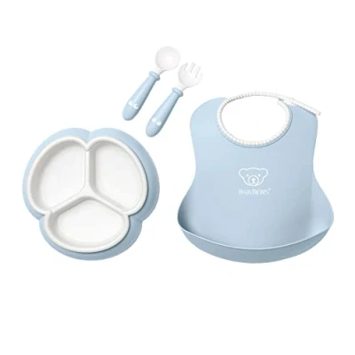 Image of BabyBjörn Mealtime Set, 4 pcs, Powder Blue