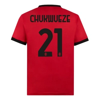 Image of AC Milan Maglia Replica Stadio Rafa Leão 29 Home Official Football Shirt 2023/24, Red/Black (Chukwueze 21), XL