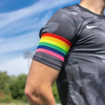 Image of FORZA LGBT Pride Rainbow Armband Elasticated Football &amp; Sports Captains Senior Size [Sold Individually]