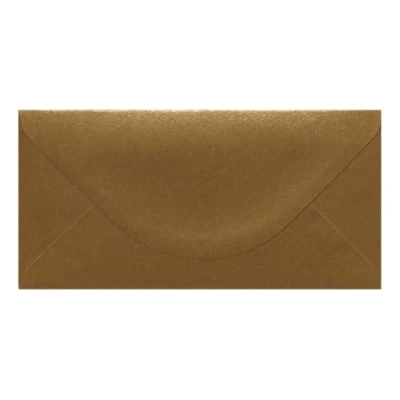 Image of Pack of 50 Autumn Gold Kraft Pearl 110mm x 220mm Gummed 115gsm DL (A4 Tri fold) Coloured Envelopes