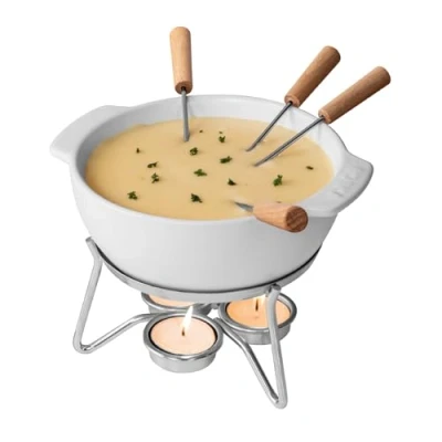 Image of Boska Cheese Fondue Set Party/Microwave Safe/Ceramic/Snack for 4 Persons/White / 25.4 fl oz
