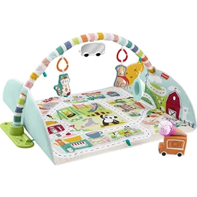 Image of Fisher Price Baby Activity Play Mat Planet Friends Roly Poly Panda with 2 Toys for Newborn Tummy Time Play, Made of 90% recycled Plastic and FSC certified packaging, HKD65