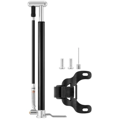 Image of JULAI Mini Bike Floor Pump with Gauge, Portable Hand Bicycle Frame Inflator Ball Needle Fits Presta &amp; Schrader Valves Lightweight for Road Mountain BMX Bikes High Pressure 160 PSI