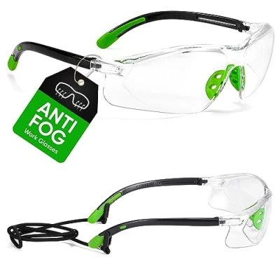 Image of Safeyear Anti Scratch Safety Glasses [EN166 Certified] SG003 Fog UV Protection Goggles for Mens &amp; Women, Steam Z87 Protective DIY Work, Grinding
