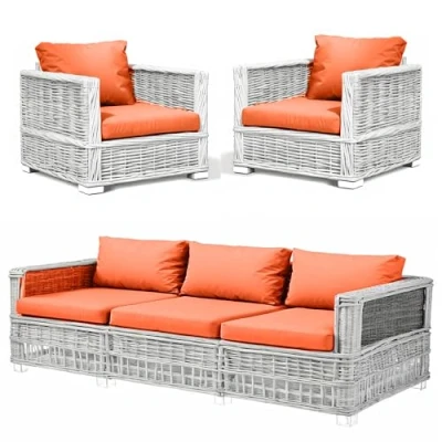 Image of Kosiproducts Replacement Rattan Cushion Seat Cushions Garden Patio Furniture [Orange, 5 Seats + Cushions] Furntiure Not Included