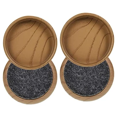 Image of Felt Floor Cups/Castors Protect Your Wood Laminate, Wooden, Tile &amp; Lino Floors from Scratches (4 x Dark Small 44 mm)