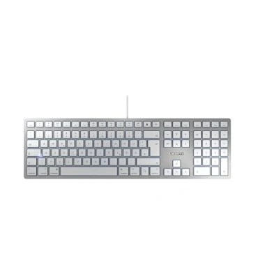 Image of CHERRY KC 6000C FOR MAC, wired Mac keyboard (USB C connection), German layout (QWERTZ), whisper quiet keys, compact &amp; flat design, silver/white