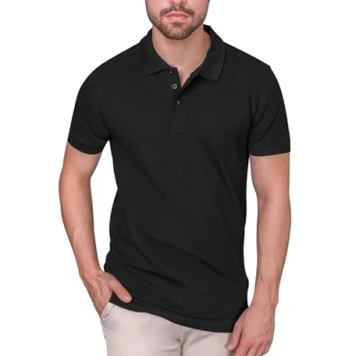 Image of HRM Men&#039;s Heavy Stretch M Polo Shirt, Black (Black 01 Black), XXXXX Large