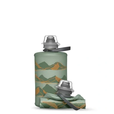 Image of HydraPak Stow Collapsible Backpacking Water Bottle (350ml) BPA Free, Ultra Light, Spill Proof Twist Cap MTN Sutro Green