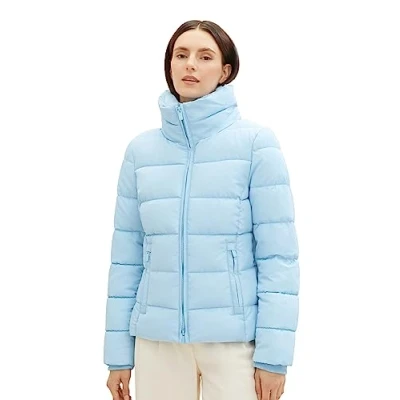 Image of TOM TAILOR Women&#039;s 1037564 Quilted Jacket with Stand up Collar, 33749 light Cloudy Blue, XL