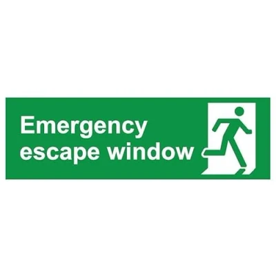 Image of Emergency escape window safety sign Self adhesive sticker (300mm x 100mm)