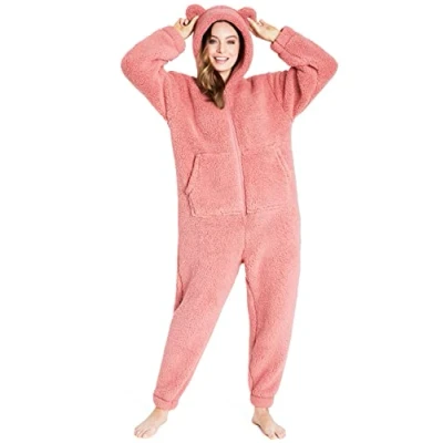 Image of CityComfort Borg Onesie for Ladies (Dusky Pink, L)