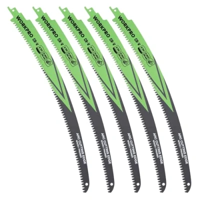 Image of WORKPRO 5 Piece Wood Pruning Reciprocating Saw Blades Set, Sabre for Cutting Branches, 15 6TPI Compatible with Most