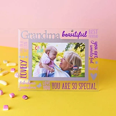 Image of Celebrations 6&quot; x 4&quot; Cheerful Glass Photo Frame Grandma