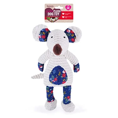 Image of Rosewood Maisie Mouse Dog Toy, White/Blue/Pink/Red