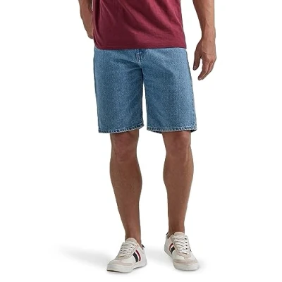 Image of Wrangler Authentics Men&#039;s Classic Relaxed Fit Five Pocket Jean Short Denim, Light Stonewash, 34
