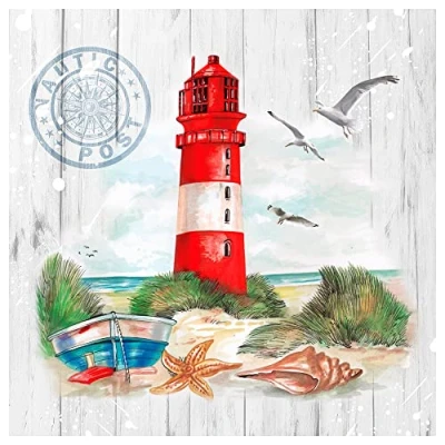 Image of Napkins Lighthouse 20 Pack 3 Ply Paper Ambiente Party Tableware Serviettes 16.5cm x