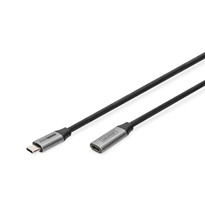 Image of Digitus USB C extension cable 3.0 Gen1 female to male 5 Gbps 60W Power Delivery Thunderbolt 3 4k/60Hz 1m black