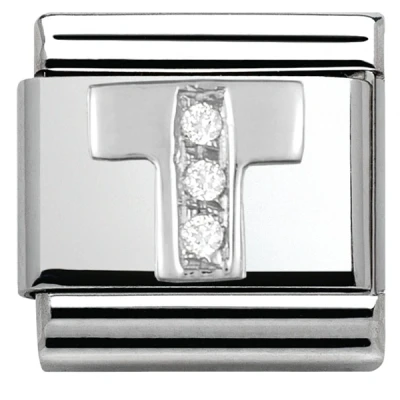 Image of Nomination Silver Cubic Zirconia Letter Charm T