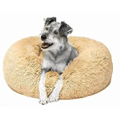 Image of Marco Paul Pet Bed, Super Soft Cat or Dog Round Plush Fabric Bed Luxury Shaggy Warm Fluffy Nest Puppy Kitten Comfortable Cosy Indoor Comfort (Tan 50cm)