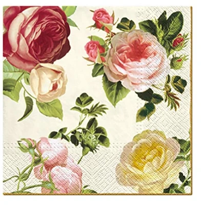 Image of Rosalia Flowers Decoupage Paper Napkins Quality Decorative Serviettes 33cm x (Pack of 20)
