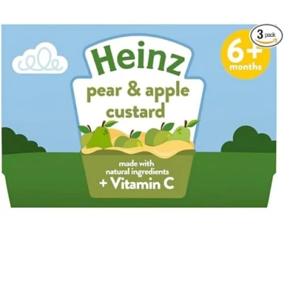 Image of Heinz Pear and Apple Custard Dessert Pots, 4 x 100 g (Pack of 3)