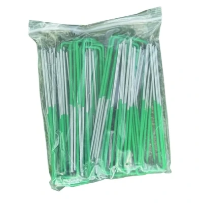 Image of 150mm Galvanized Steel Artificial Grass &amp; Weed Fabric U Shaped Fixing Pins (Pack of 50)