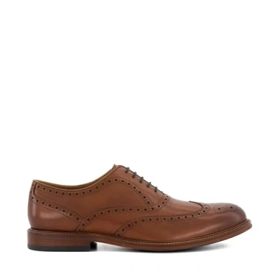 Image of Dune London Mens Solihull Wing Tip Brogues Tan Leather (archived) Size UK 8