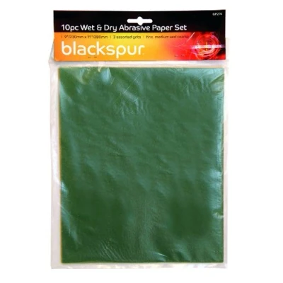 Image of 10pc Wet &amp; Dry Sandpaper Set Assorted Grits By Blackspur