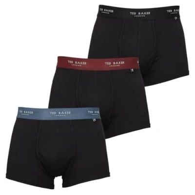Image of Ted Baker Mens Trunks, Cotton, 3 Pack, (TBB02), Black Black/Black Radicchio/Black Real Teal, S