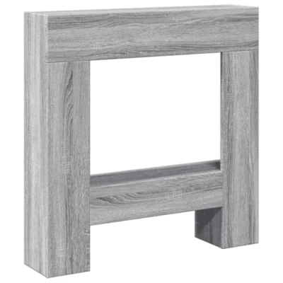 Image of vidaXL Grey Sonoma Engineered Wood Fireplace Surround/Mantel 81x18x82 cm LED Flame Compatible
