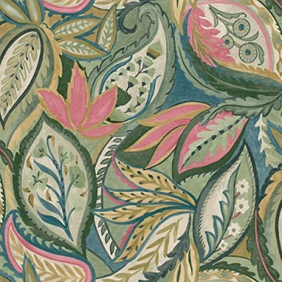 Image of Holden Paisley Leaves Wallpaper Modern for Living Room, Bedroom, Fireplace Decorative Luxury Wall Paper with Soft Sweeping &amp; Style Pattern (Green, Pink, Yellow Blue)