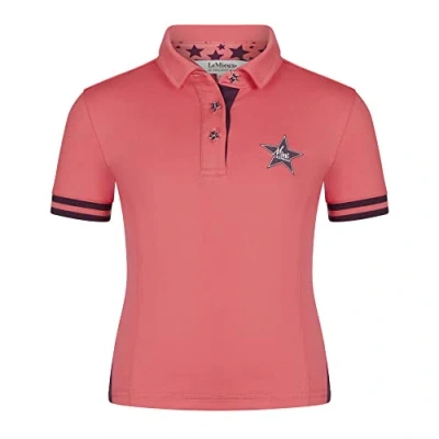 Image of LeMieux Mini Childrens Horse Riding Polo Shirt Papaya 5 6 Years