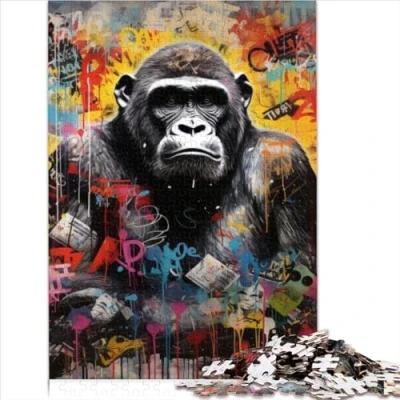 Image of 1000 Adult Pieces Jigsaw Puzzle Banksy Style Gorilla Art Premium 100% Recycled Board for Kids Age 14 Years Up Puzzles adults Teens （26x38cm）