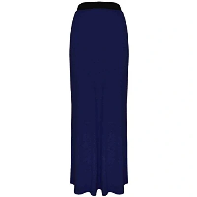 Image of LUSH CLOTHING WOMENS LADIES PLUS SIZE 16 26 PLAIN LONG STRETCH JERSEY GYPSY MAXI SKIRT BNWT (XXL=UK 20 22, Navy Blue)