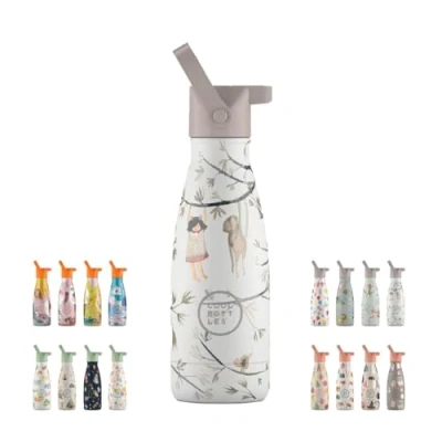 Image of Cool Bottles Thermos Flask for Children 260 ml Hanging Friends Stainless Steel Water Bottle Cold Drinks 36 Hours and Hot 18 Colour Embossing BPA Free
