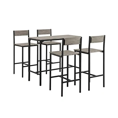 Image of SoBuy OGT14 N, Bar Set 1 Table and 4 Stools, Home Kitchen Breakfast Furniture Dining