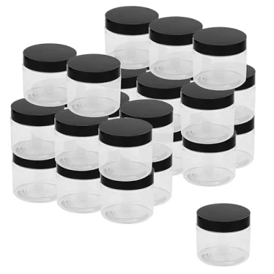 Image of MUKCHAP 30 Pack 150ml Clear Plastic Jars with Lids, Round Empty Storage Containers, Wide Mouth Container for Spice, Sweet, Jam, Nut