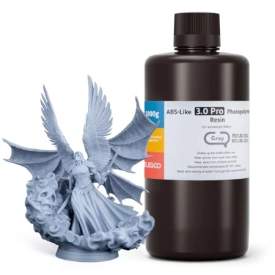 Image of ELEGOO ABS Like 3.0 Pro Resin Gray 1000g, Upgraded 3D Printing for Higher Heat and Scratch Resistance, Compatible with Most LCD/DLP Light Curing Printers