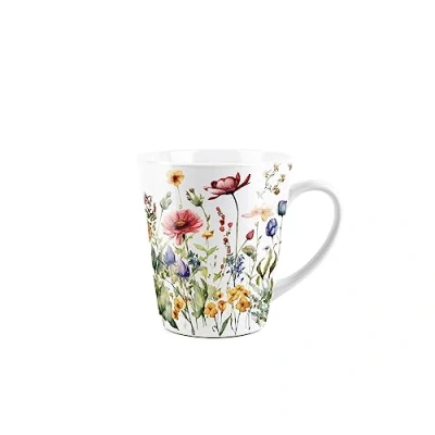Image of Purely Home Wildflower Floral Mug Small Latte White Ceramic Tea/Coffee Present Gift for Nature Lovers