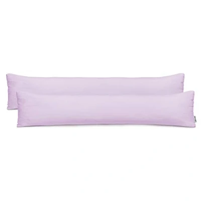 Image of DecoKing 2 x Pillowcases 20 120 cm Jersey Cotton Zip Purple Amber