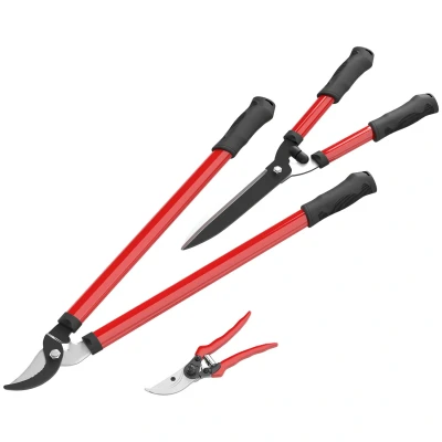 Image of Outsunny 3 Pcs Garden Shears Set with Hedge Shears, Lopper, Secateurs, Lightweight and Compact, Tree Shrub Care Kit for Pruning Soft Grip Handle
